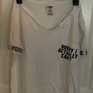 Pink.  Vee neck white tee